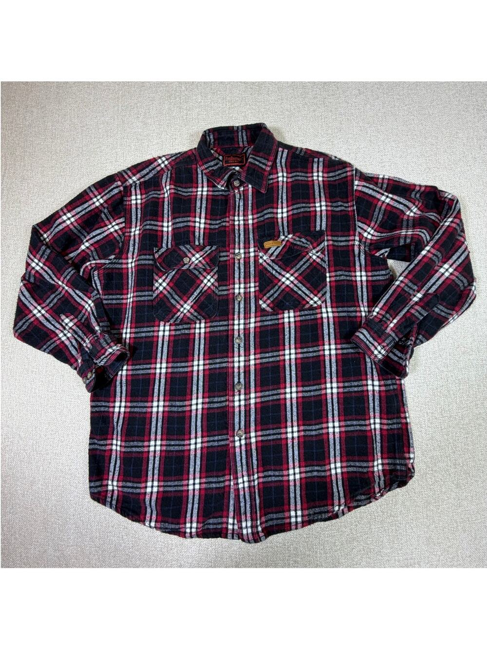 Five Brothers Men's XLT Red White Plaid Heavyweight Long Sleeve Flannel Shirt